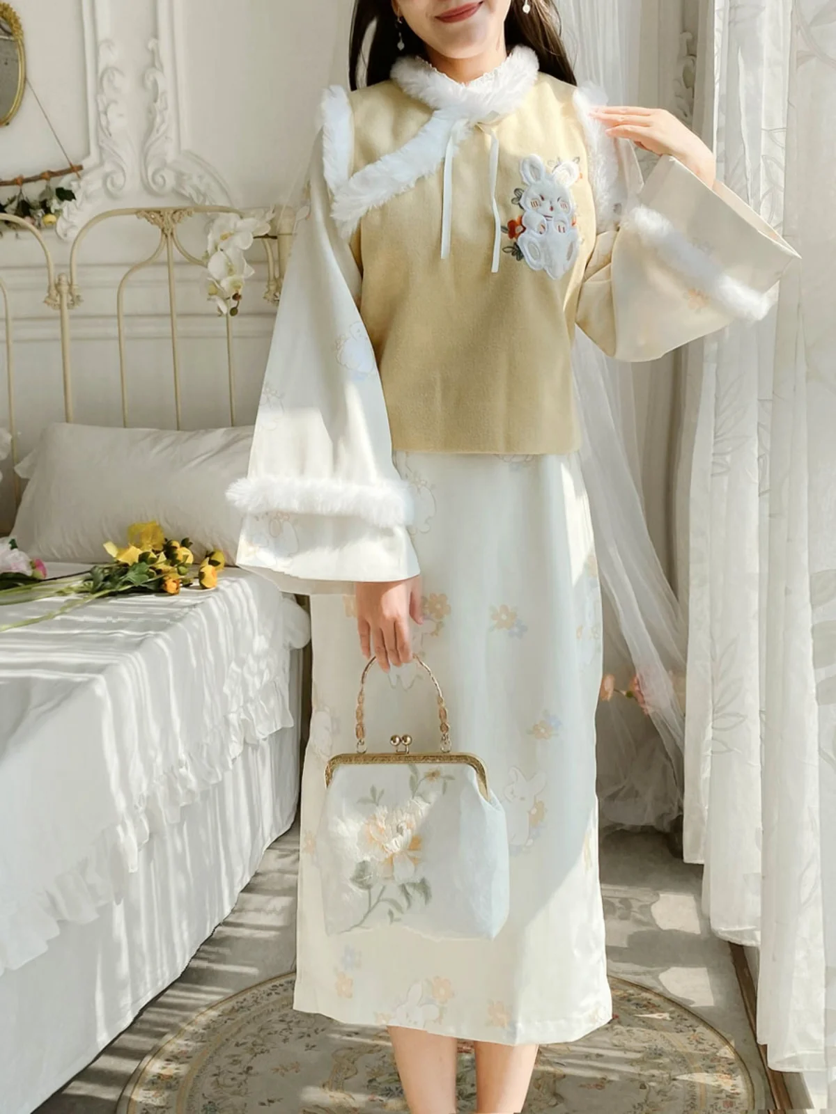 Sweet Retro Modified Hanfu Embroidered Rabbit Fce Vest Dr Set Traditional Chinese Sle Women's Clothing
Sweet Retro Modified Hanfu Embroidered Rabbit Fce Vest Dr Set Traditional Chinese Sle Women's Clothing