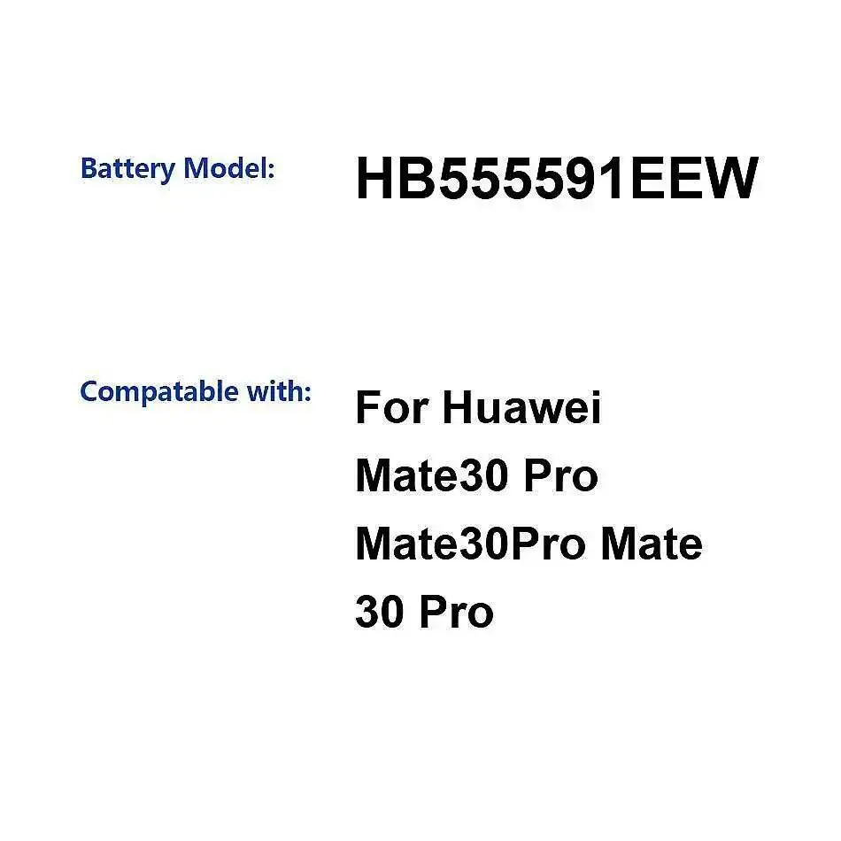 For Huawei Mate30 Pro Mate30pro Mate 30 Fast Charging HB555591EEW Mobile Phone Battery 4500Mah
For Huawei Mate30 Pro Mate30pro Mate 30 Fast Charging HB555591EEW Mobile Phone Battery 4500Mah