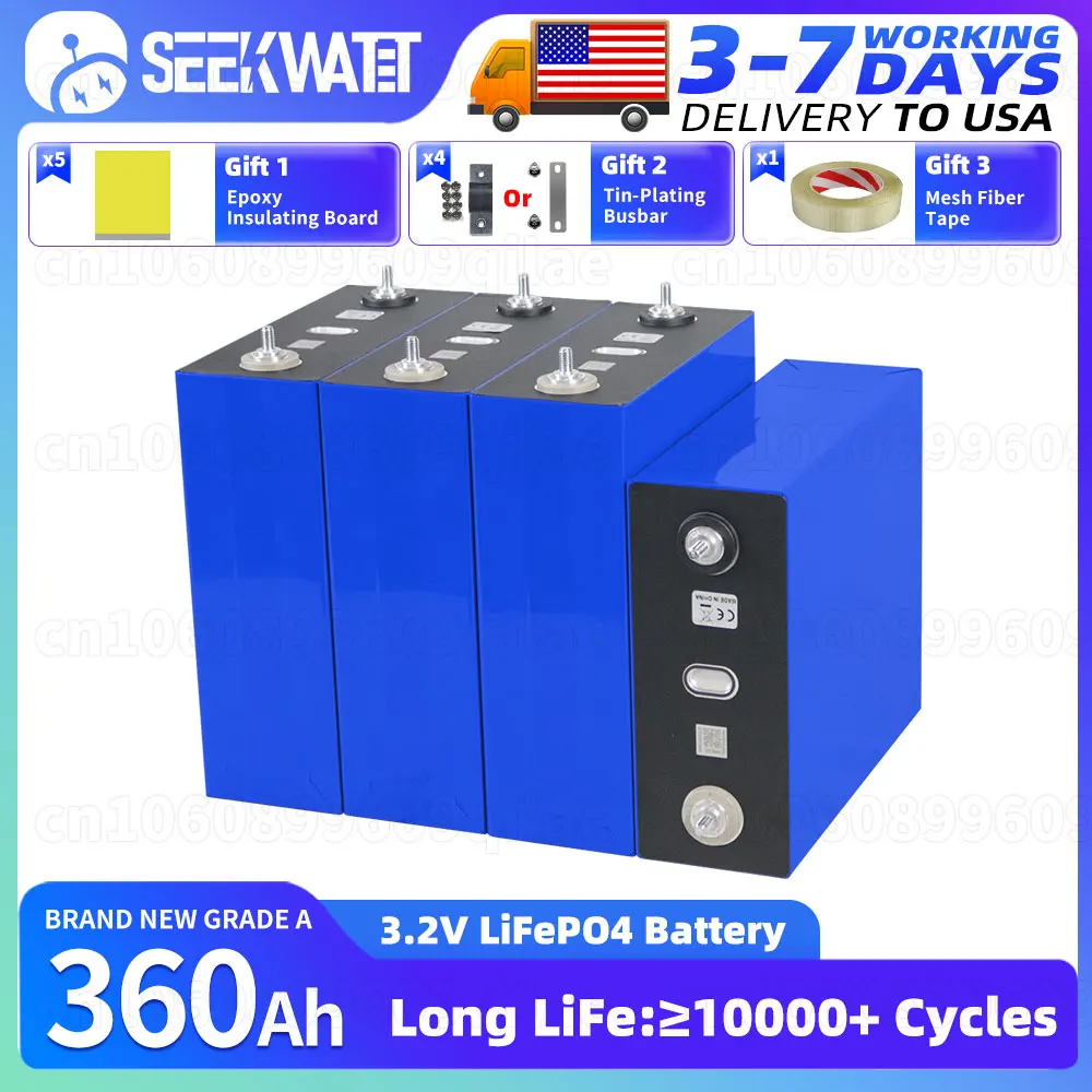 US Stock 360Ah LiFePO4 Battery 10000 Cycles 3.2V Rechargeable Lithium iron phosphate Cell For DIY 12V 24V 48V Golf carts Camping
US Stock 360Ah LiFePO4 Battery 10000 Cycles 3.2V Rechargeable Lithium iron phosphate Cell For DIY 12V 24V 48V Golf carts Camping