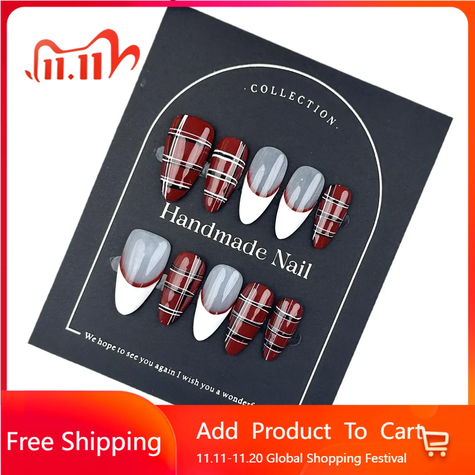 10pcs Y2K Almond Red Handmade Press on Nails French Check Full Coverage Nail Tips for Women&Girl Removable Wearable Fake Nail
10pcs Y2K Almond Red Handmade Press on Nails French Check Full Coverage Nail Tips for Women&Girl Removable Wearable Fake Nail