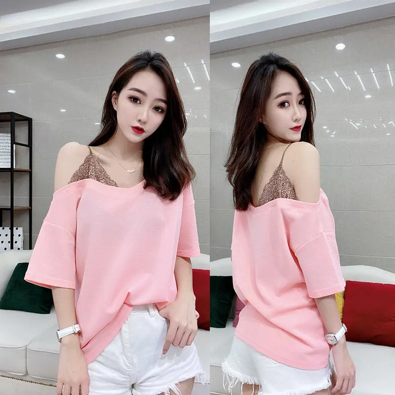 Trend Patchwork Loose Tops Tees Summer New Short Sleeve Solid Color Off Shoulder Sexy T Shirts Fashion Casual Women Clothing
Trend Patchwork Loose Tops Tees Summer New Short Sleeve Solid Color Off Shoulder Sexy T Shirts Fashion Casual Women Clothing