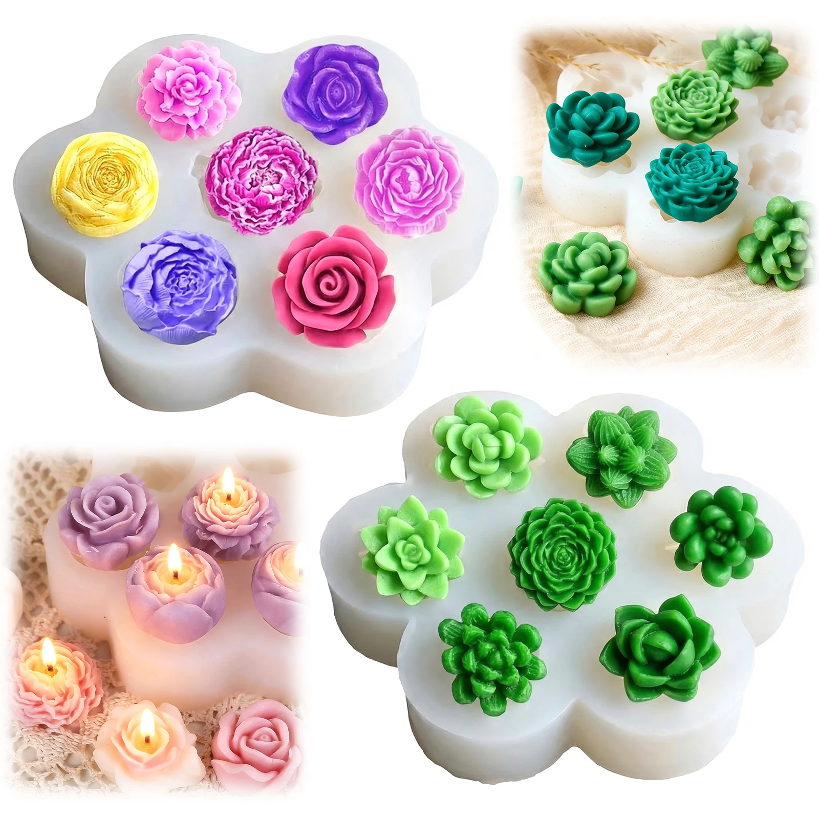 2Pcs 7-Cavity 3D Silicone Molds Easy Demold DIY Flower Succulent Shaped Soap Scented Candle Mold Chocolate Fondant Desserts Mold
2Pcs 7-Cavity 3D Silicone Molds Easy Demold DIY Flower Succulent Shaped Soap Scented Candle Mold Chocolate Fondant Desserts Mold