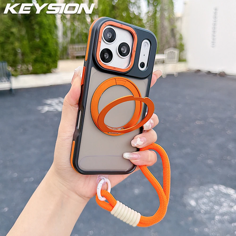KEYSION 360° Ring Stand Magnetic Phone Case for MagSafe for iPhone 17 Pro Max 17 Air Matte Translucent Lanyard Shockproof Cover
KEYSION 360° Ring Stand Magnetic Phone Case for MagSafe for iPhone 17 Pro Max 17 Air Matte Translucent Lanyard Shockproof Cover