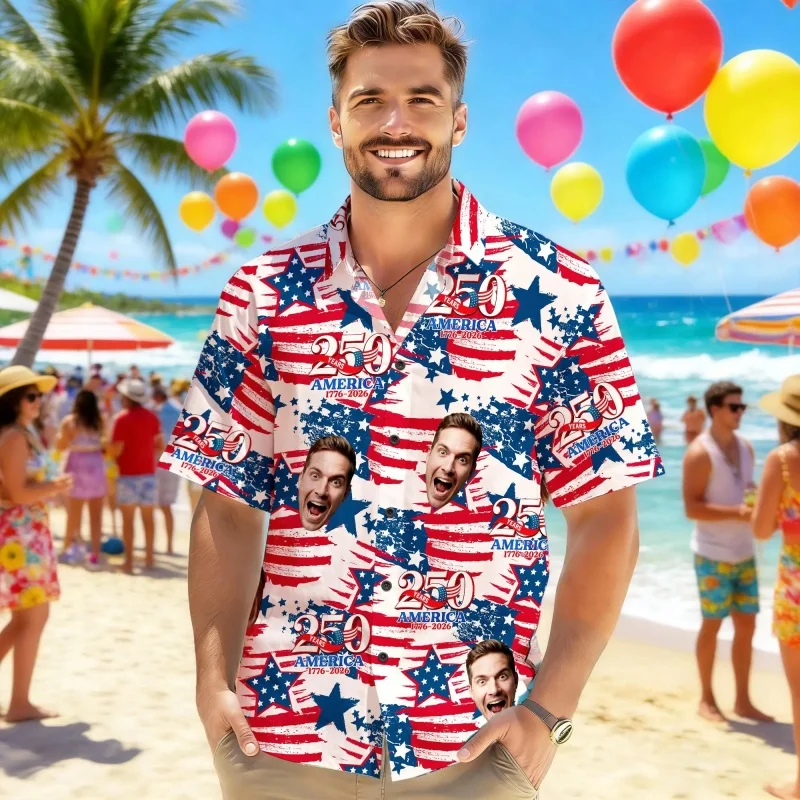 Customized USA 250th Anniversary Family Hawaiian Shirt Unisex 3D Print Funny Face Flag Summer Button Blouses Lapel Aloha Shirts
Customized USA 250th Anniversary Family Hawaiian Shirt Unisex 3D Print Funny Face Flag Summer Button Blouses Lapel Aloha Shirts