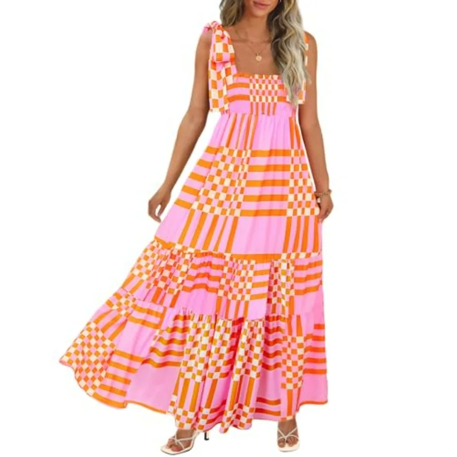 CURBODO Women's Summer Maxi Dress Boho Spaghetti Straps Casual Long A-line Smocked Beach Dress Square Neck Flowy Sun Dress
CURBODO Women's Summer Maxi Dress Boho Spaghetti Straps Casual Long A-line Smocked Beach Dress Square Neck Flowy Sun Dress