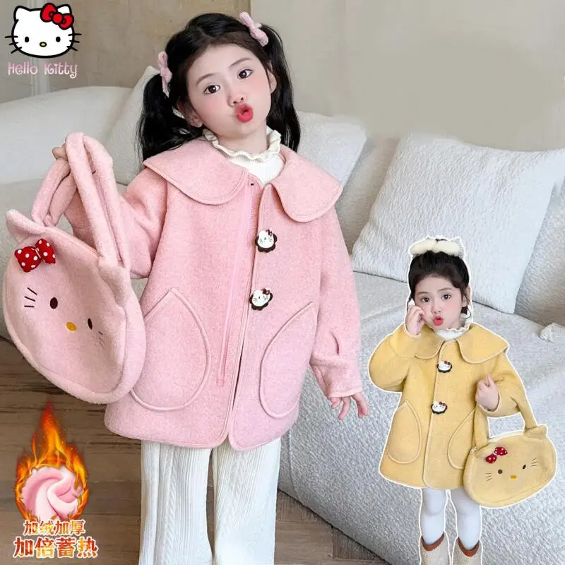 Утолщенное пальто с большими лацканами для девочек «Hello Kitty», кавайное зимнее новое теплое и модное шерстяное пальто средней длины в стиле аниме Sanrio
Утолщенное пальто с большими лацканами для девочек «Hello Kitty», кавайное зимнее новое теплое и модное шерстяное пальто средней длины в стиле аниме Sanrio