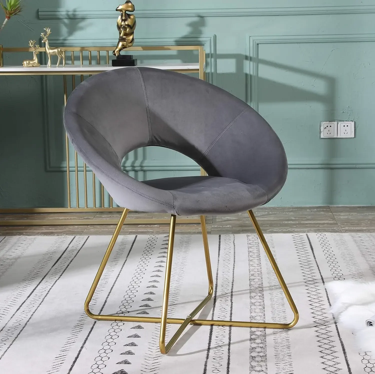 Slatina Silky Velvet Upholstered Accent Chair with Gold Tone Finished Base, 25D x 28W x 31.5H in, Gray
Slatina Silky Velvet Upholstered Accent Chair with Gold Tone Finished Base, 25D x 28W x 31.5H in, Gray