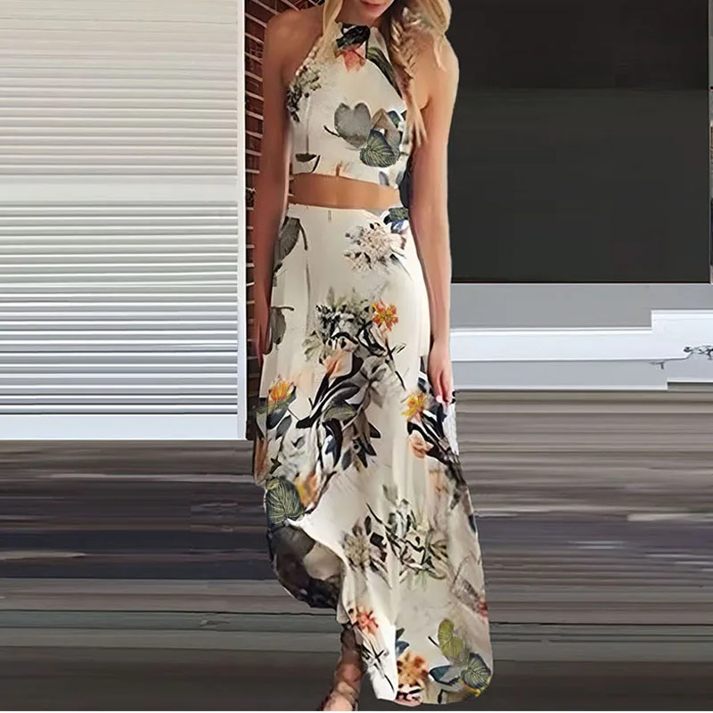 Skirt Set for Women New Summer Sexy Sleeveless Halter Lace-up Print A-LINE Women Skirt Set Two Piece Sets Womens Outifits Q3697
Skirt Set for Women New Summer Sexy Sleeveless Halter Lace-up Print A-LINE Women Skirt Set Two Piece Sets Womens Outifits Q3697