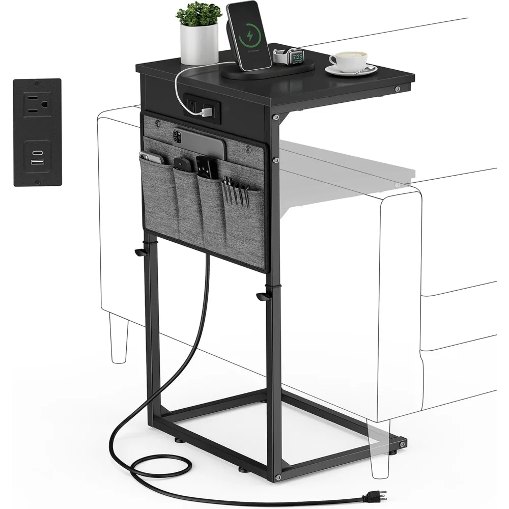 C Shaped End Table with Charging Station, Adjustable Height Side Table for Couch, Small Sofa Table Laptop Couch Desk
C Shaped End Table with Charging Station, Adjustable Height Side Table for Couch, Small Sofa Table Laptop Couch Desk