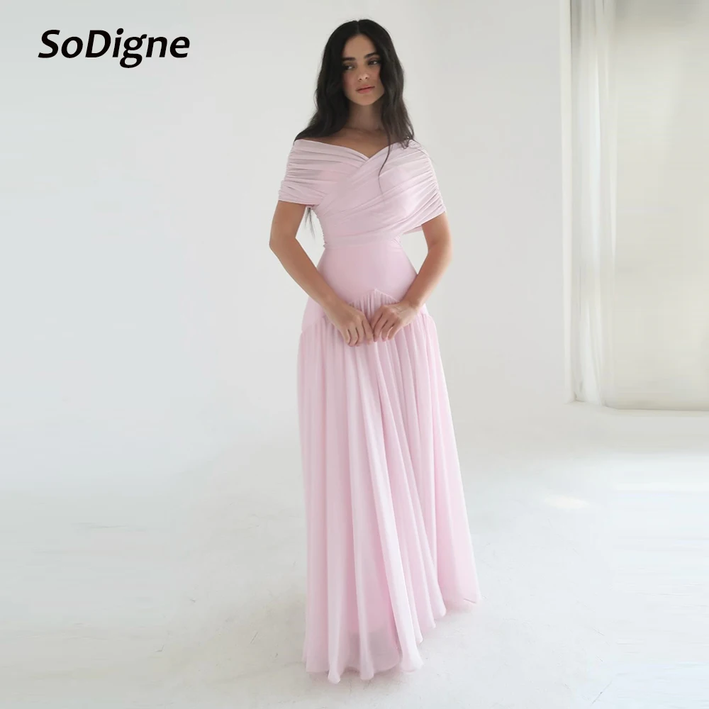 SoDigne Off Shoulder Chiffon Arab Prom Dress A-line Sleeveless Evening Dresses Long Holiday Style Formal Gowns Customized 
SoDigne Off Shoulder Chiffon Arab Prom Dress A-line Sleeveless Evening Dresses Long Holiday Style Formal Gowns Customized