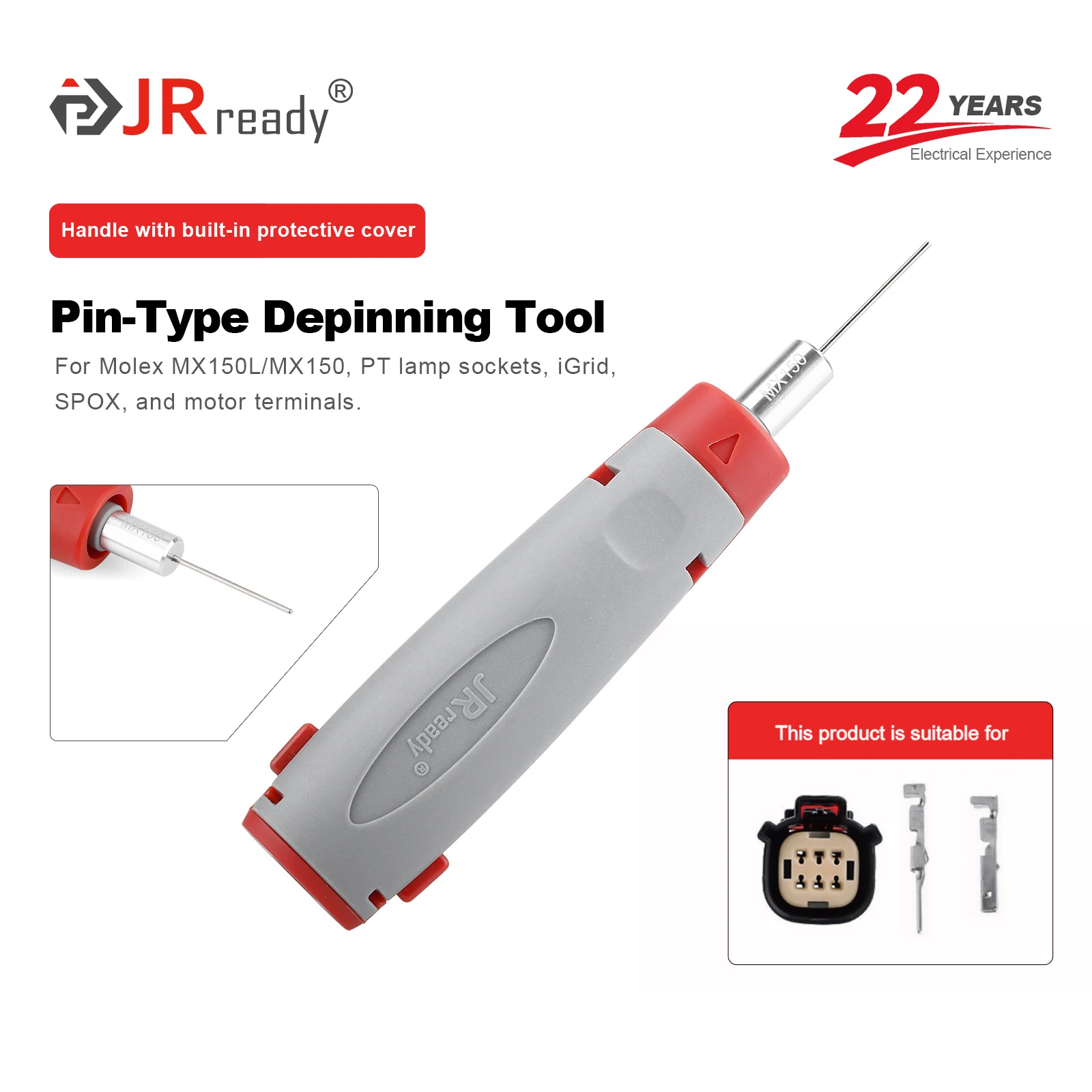JRready JRconDRK Series Terminal Extraction Tool For Molex MX150L, MX150 motor terminal blocks and TE AMP, CPC series connectors
JRready JRconDRK Series Terminal Extraction Tool For Molex MX150L, MX150 motor terminal blocks and TE AMP, CPC series connectors
