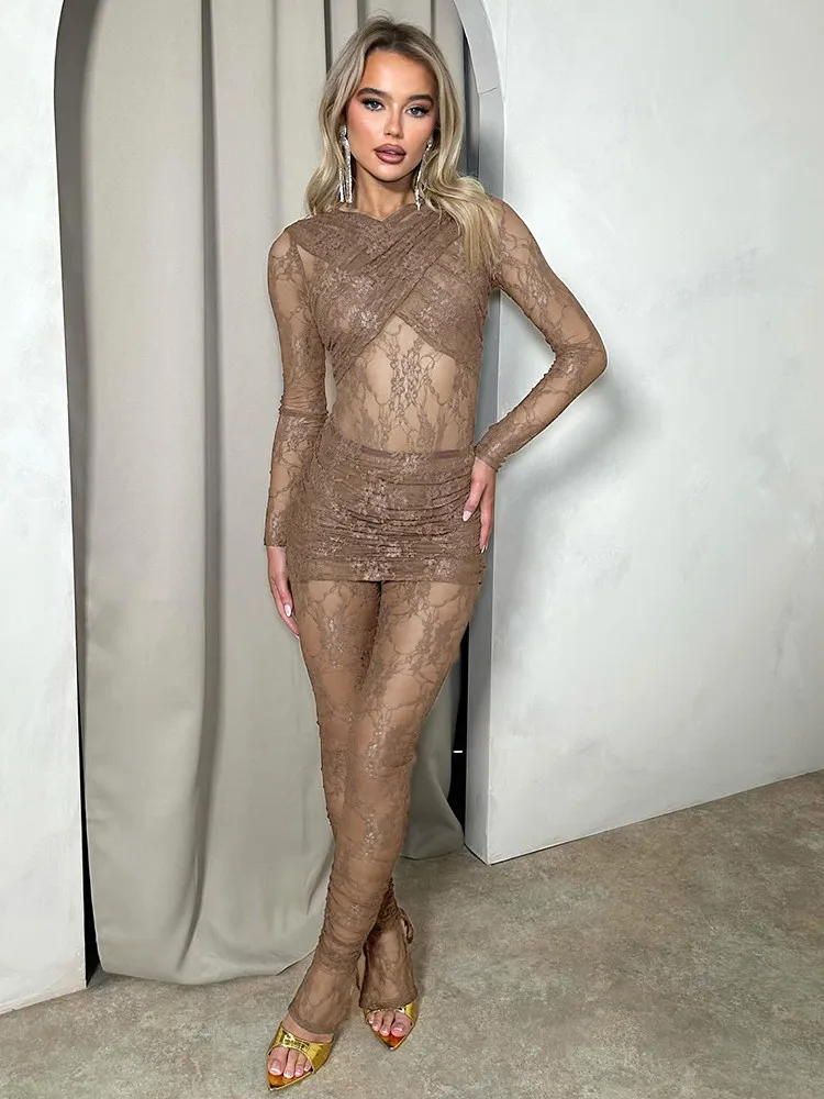 Macheda Mesh See Through 2 Piece Set Women Jacquard Ruched Mini Dress+Skinny Leggings Hot Girls Midnight Fashion Trend Clubwear
Macheda Mesh See Through 2 Piece Set Women Jacquard Ruched Mini Dress+Skinny Leggings Hot Girls Midnight Fashion Trend Clubwear