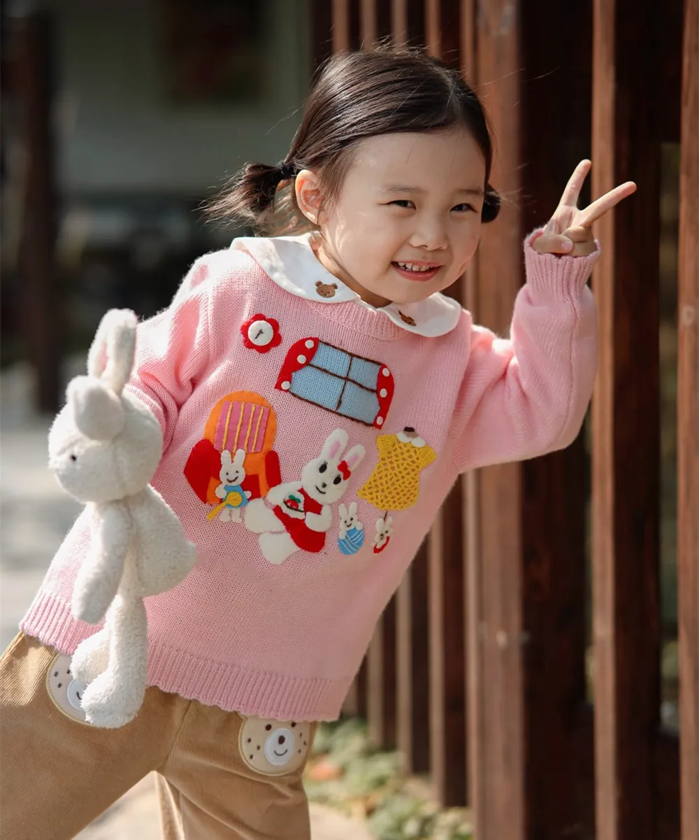 winter kids girl clothes woll and cotton soft sweaters baby tops High quality cartoon embroidery cute girls' knitted sweater
winter kids girl clothes woll and cotton soft sweaters baby tops High quality cartoon embroidery cute girls' knitted sweater