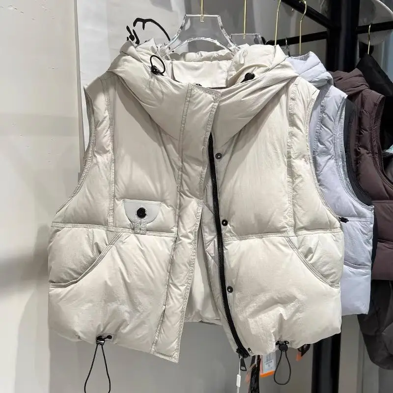Женский пуховый жилет с капюшоном, зимняя куртка-пуховик на белом утином пуху, утеплитель тела, свободный толстый жилет, жилет на молнии, пальто без рукавов
Женский пуховый жилет с капюшоном, зимняя куртка-пуховик на белом утином пуху, утеплитель тела, свободный толстый жилет, жилет на молнии, пальто без рукавов