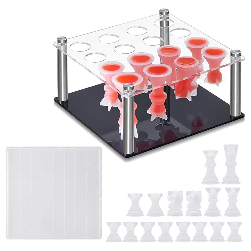 Hot Trend-Chess Piece DIY Kit 1 Chess Piece Holder 16 Chess Molds For Epoxy Resin 1 Chess Board Mold Silicone Chess Piece Mold
Hot Trend-Chess Piece DIY Kit 1 Chess Piece Holder 16 Chess Molds For Epoxy Resin 1 Chess Board Mold Silicone Chess Piece Mold