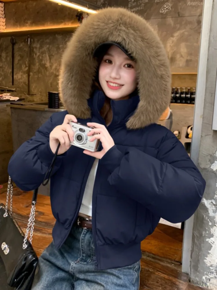 Осень-зима, короткие парки с капюшоном и воротником из искусственного меха для девочек, женское толстое хлопковое стеганое пальто, женская модная тонкая куртка, верхняя пот 
Осень-зима, короткие парки с капюшоном и воротником из искусственного меха для девочек, женское толстое хлопковое стеганое пальто, женская модная тонкая куртка, верхняя пот