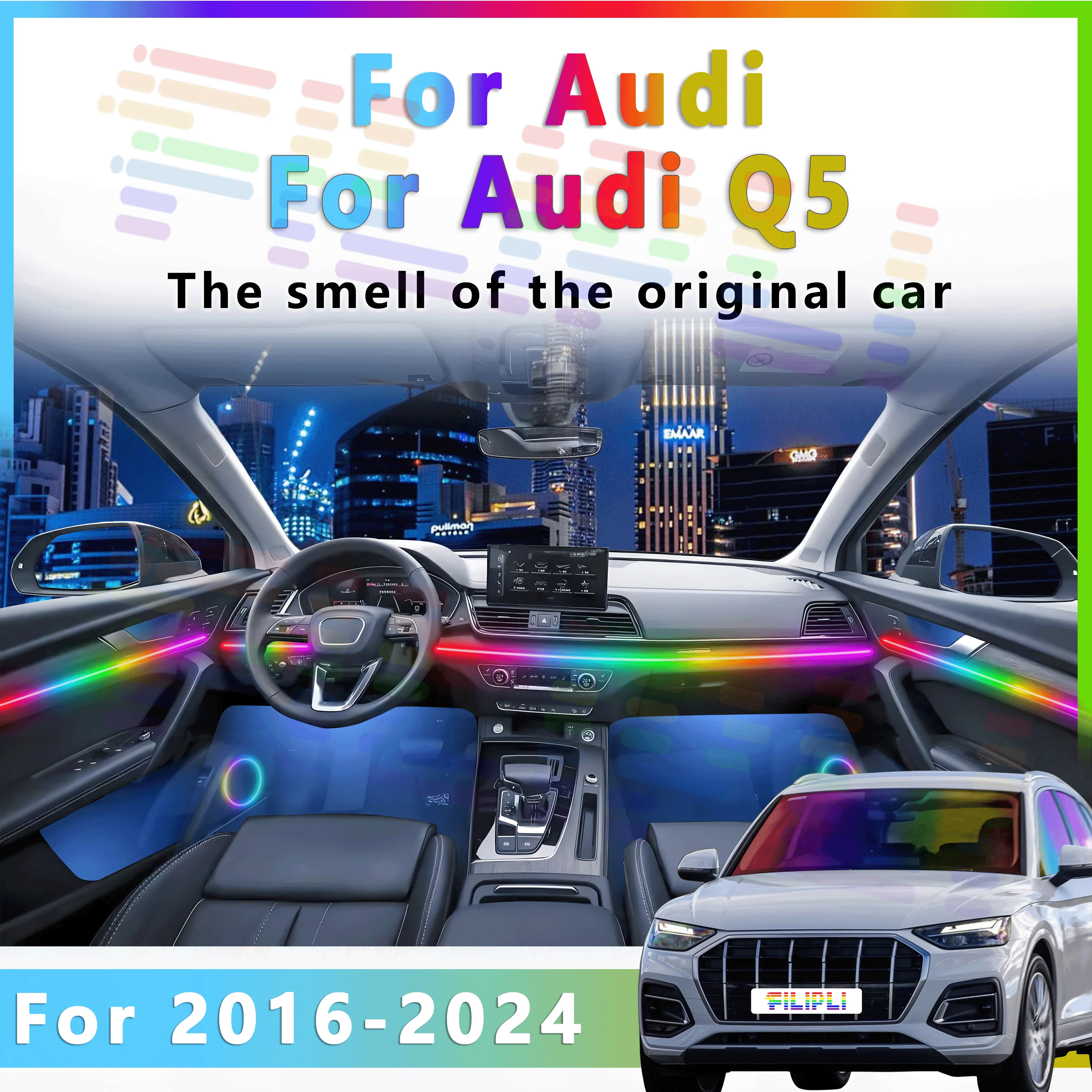 FILIPLI для Audi Q5, 2-й полноцветный стример, светодиодное украшение, RGB симфония, автомобильное окружающее освещение, внутренняя полоса, лампа
FILIPLI для Audi Q5, 2-й полноцветный стример, светодиодное украшение, RGB симфония, автомобильное окружающее освещение, внутренняя полоса, лампа