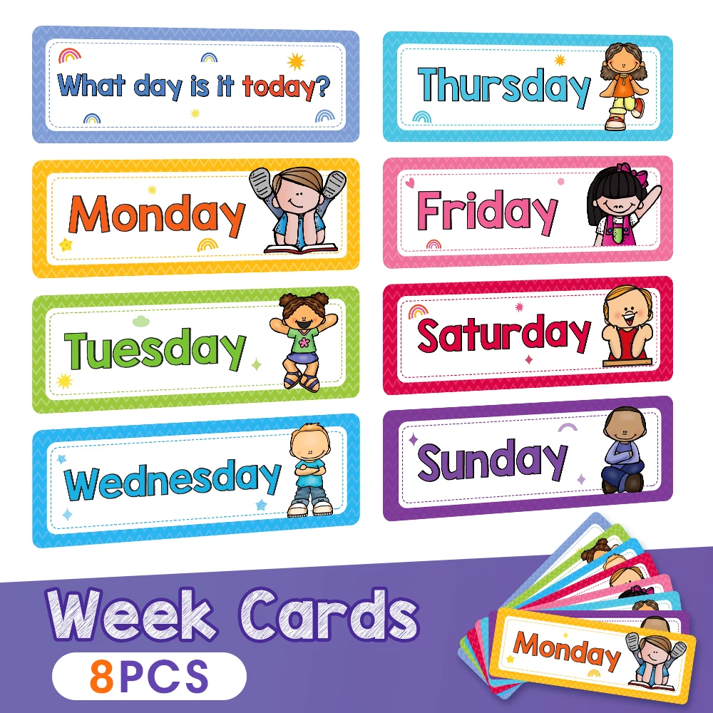 8pcs Children Week English Learning Flashcards English Teaching Aids Kids early Educational Posters Classroom layout 8.8*26.7cm
8pcs Children Week English Learning Flashcards English Teaching Aids Kids early Educational Posters Classroom layout 8.8*26.7cm