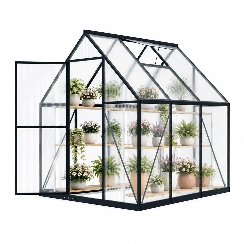 6 x 6 FT Polycarbonate Greenhouse for Outdoors, Heavy Duty Walkin Greenhouses with Roof Air Vent, Aluminum Outdoor Green House
6 x 6 FT Polycarbonate Greenhouse for Outdoors, Heavy Duty Walkin Greenhouses with Roof Air Vent, Aluminum Outdoor Green House