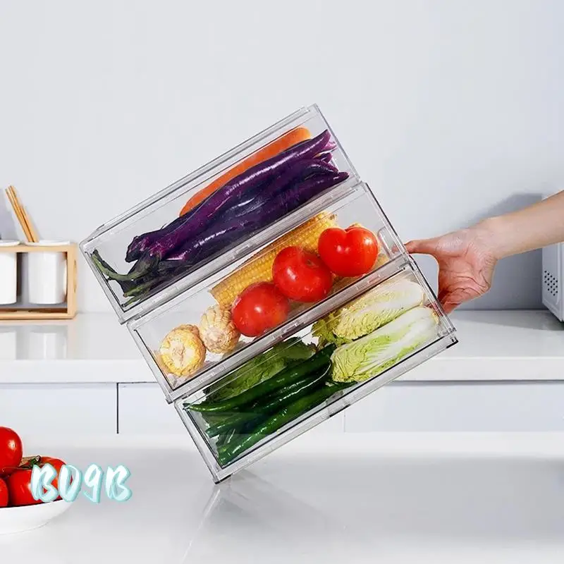 Drawer Refrigerator Storage Box Clear Food Storage Bin Fruit Vegatable Meat Freezer Fridge Stackable Kitchen Organizer-B09B
Drawer Refrigerator Storage Box Clear Food Storage Bin Fruit Vegatable Meat Freezer Fridge Stackable Kitchen Organizer-B09B