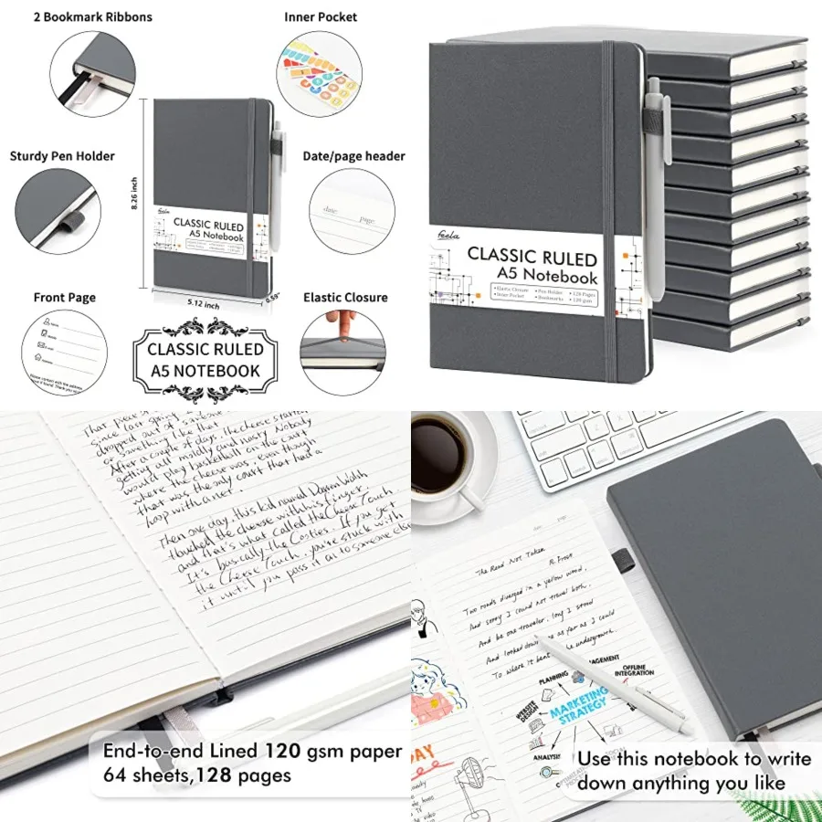 Notebooks Journals Bulk with Pens, A5 Hardcover Notebook Classic Ruled Journal Set with Pen Holder for School Business Work Tra
Notebooks Journals Bulk with Pens, A5 Hardcover Notebook Classic Ruled Journal Set with Pen Holder for School Business Work Tra