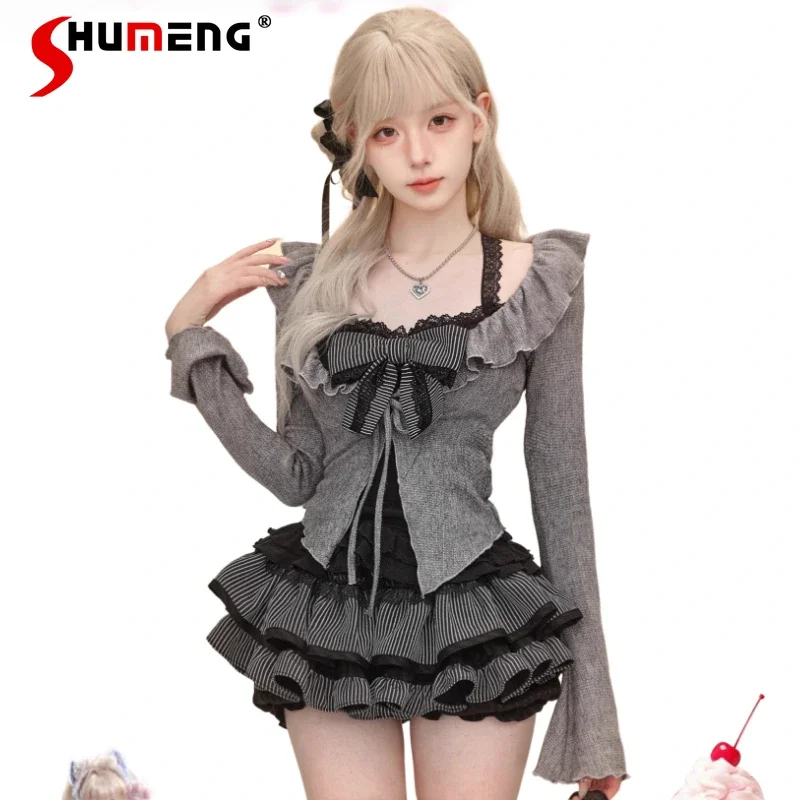 Y2k Clothes Set Women's Sweet Girls Slim Fit Knit Cardigan Jacket Tops Lace Vest High Waist Mini Skirt Set Spring and Autumn
Y2k Clothes Set Women's Sweet Girls Slim Fit Knit Cardigan Jacket Tops Lace Vest High Waist Mini Skirt Set Spring and Autumn