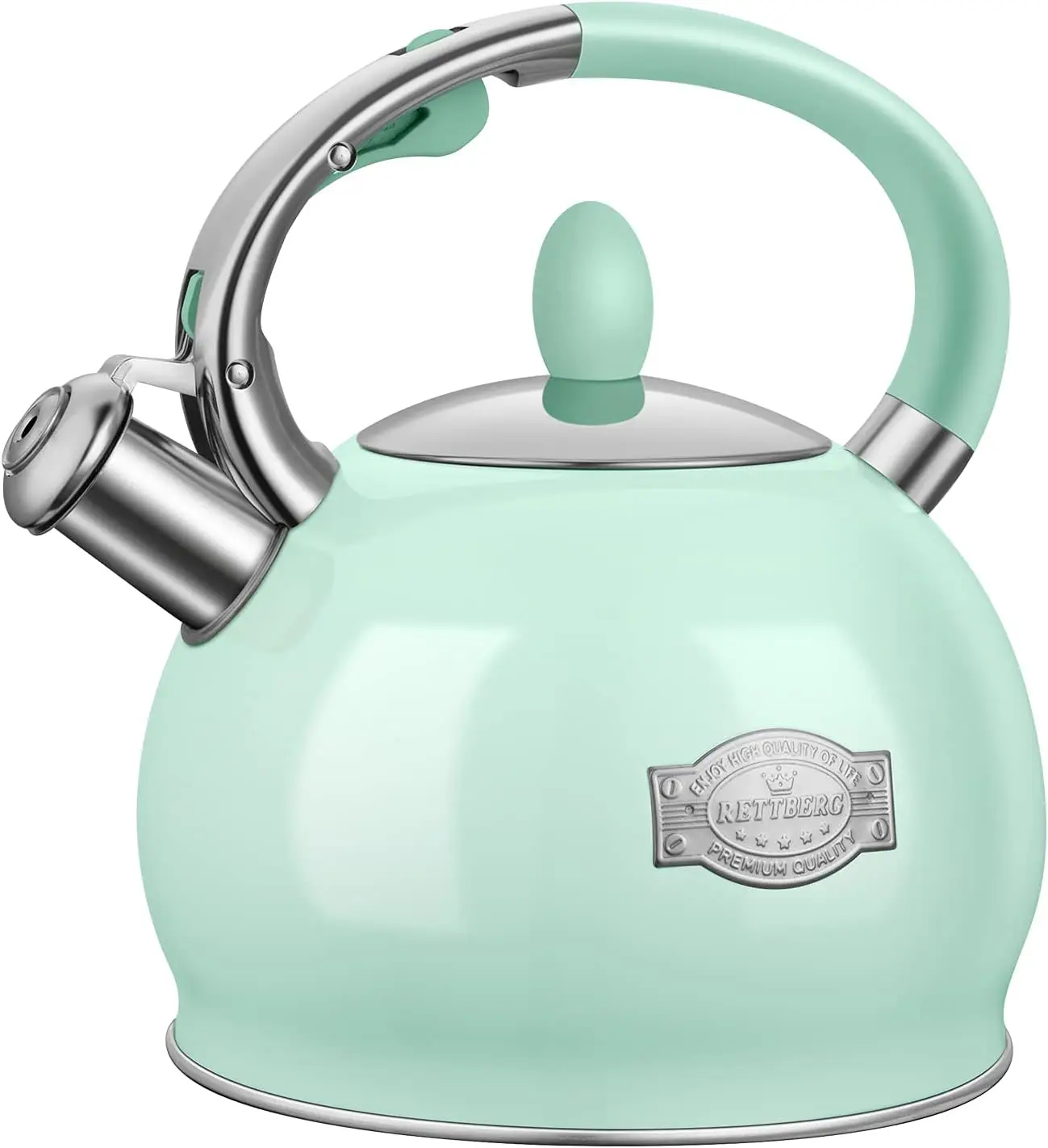 2.64 Quart Stainless Steel Whistling Tea Kettle, Induction Compatible with Cool Touch Handle in Mint Green
2.64 Quart Stainless Steel Whistling Tea Kettle, Induction Compatible with Cool Touch Handle in Mint Green