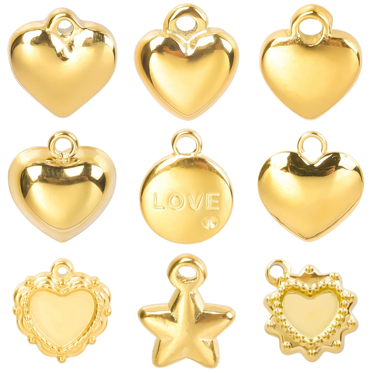 10pcs/lot Small Love Heart Shaped Stainless Steel Pendants Golden Tail Drop Charms Jewelry Making Findings for Earrings Necklace
10pcs/lot Small Love Heart Shaped Stainless Steel Pendants Golden Tail Drop Charms Jewelry Making Findings for Earrings Necklace