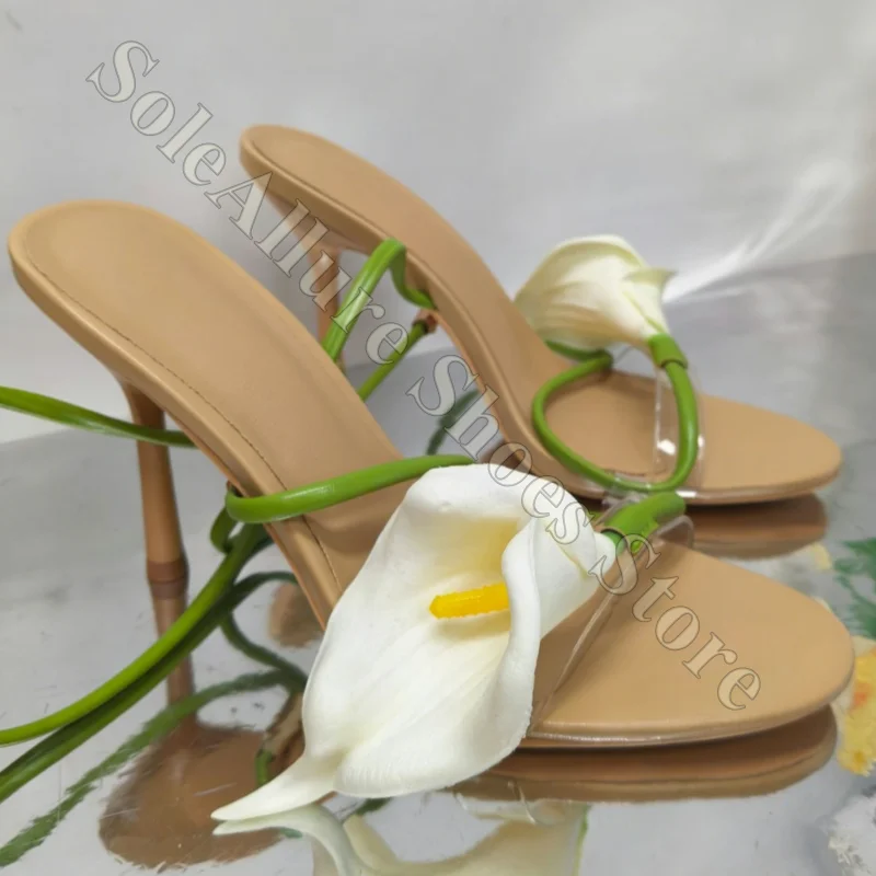 Women Slingback High Heels Green Vine Strap 3D Calla Lily Flower Open Toe Floral Summer Dress Party Wedding Sandals
Women Slingback High Heels Green Vine Strap 3D Calla Lily Flower Open Toe Floral Summer Dress Party Wedding Sandals