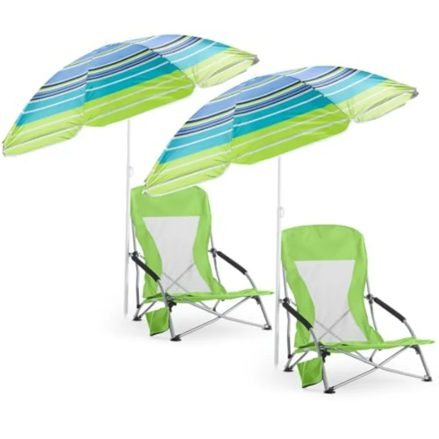 Beach chairs set for adults, fruit green polyester fabric, lightweight portable folding design with adjustable detachable umbre
Beach chairs set for adults, fruit green polyester fabric, lightweight portable folding design with adjustable detachable umbre