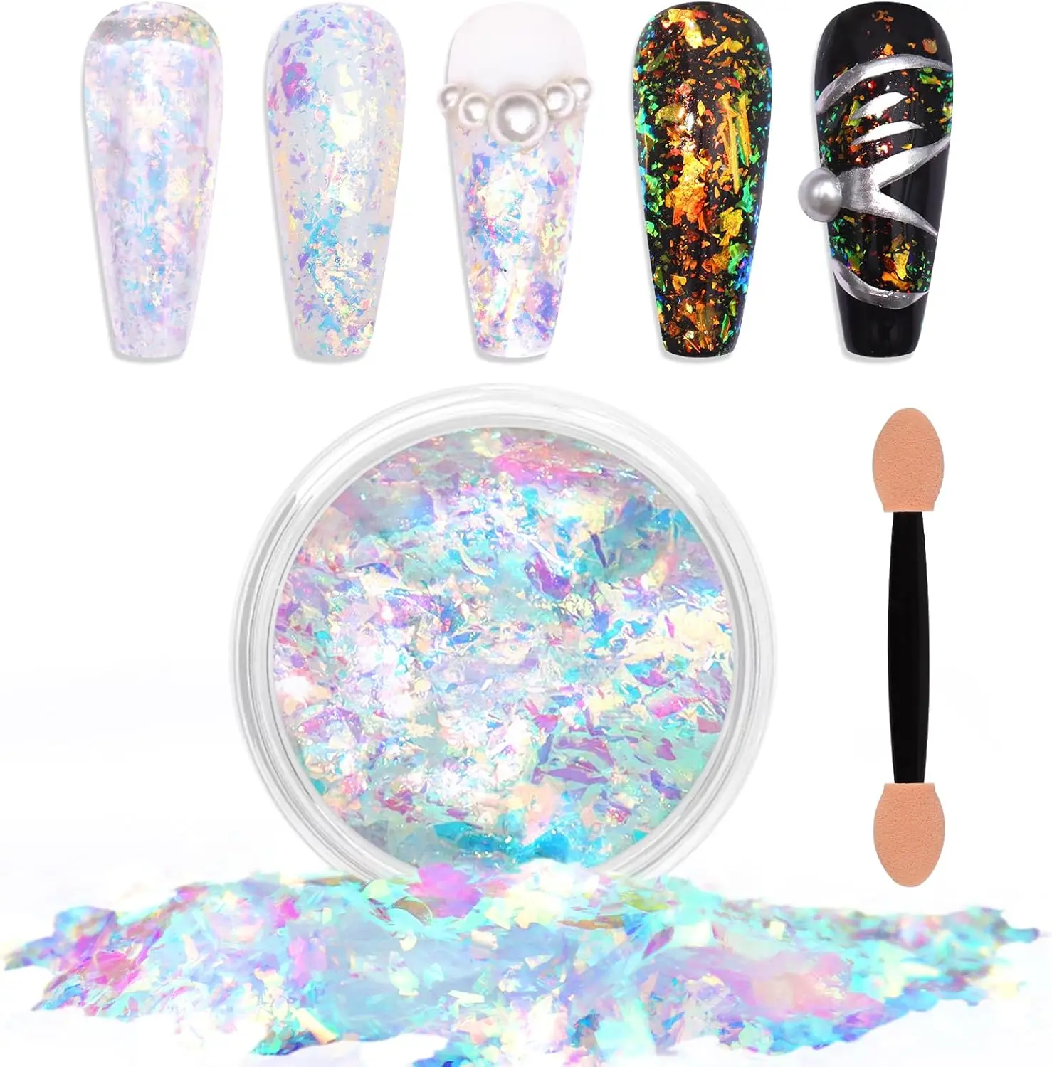 Color-Shift Nail Glitter Flakes, Iridescent Chameleon Confetti for Mermaid Nail Art, 3g Jar
Color-Shift Nail Glitter Flakes, Iridescent Chameleon Confetti for Mermaid Nail Art, 3g Jar