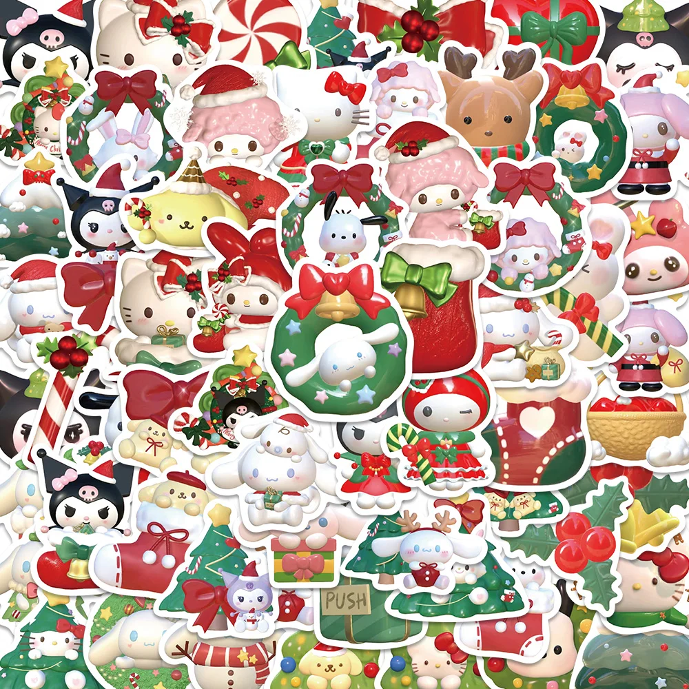 62pcs Sanrio 3D Kawaii Christmas Kuromi Melody Kitty Anime Decals DIY Skateboard Notebook Luggage Phone Fridge Bike Stickers
62pcs Sanrio 3D Kawaii Christmas Kuromi Melody Kitty Anime Decals DIY Skateboard Notebook Luggage Phone Fridge Bike Stickers