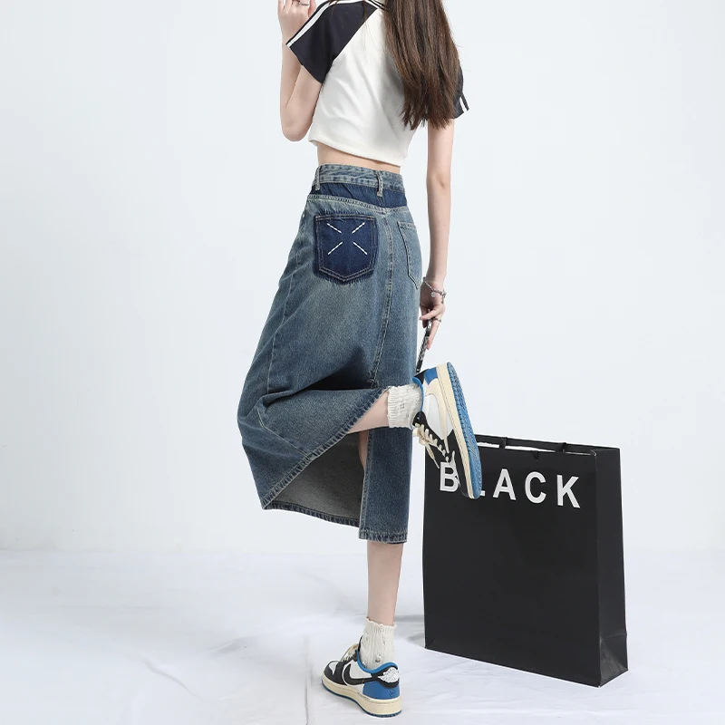 High Waist A-Line Midi Denim Skirt for Women Ba Slit f Body Slim Fit Vintage Color Blo Korean Sle Cotton Blend Skirt
High Waist A-Line Midi Denim Skirt for Women Ba Slit f Body Slim Fit Vintage Color Blo Korean Sle Cotton Blend Skirt