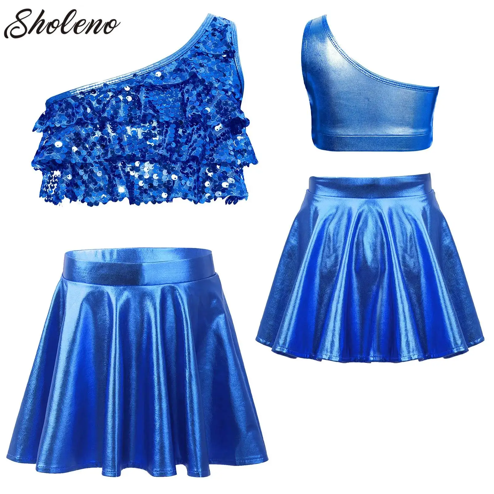 Kid Girls Ballet Dance Crop Tops with Skirt Sleeveless Shiny Metallic Jazz Modern Dance Performance Workout Cheerleading Costume
Kid Girls Ballet Dance Crop Tops with Skirt Sleeveless Shiny Metallic Jazz Modern Dance Performance Workout Cheerleading Costume