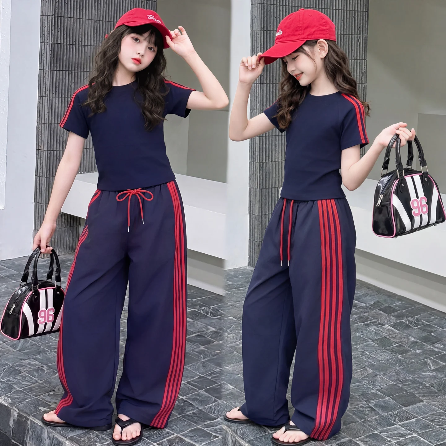 summer cotton teen girl sport clothes set Round Neck short t-shirt+Wide Leg pants 2pcs junior kid sportswear outfits Casual suit
summer cotton teen girl sport clothes set Round Neck short t-shirt+Wide Leg pants 2pcs junior kid sportswear outfits Casual suit
