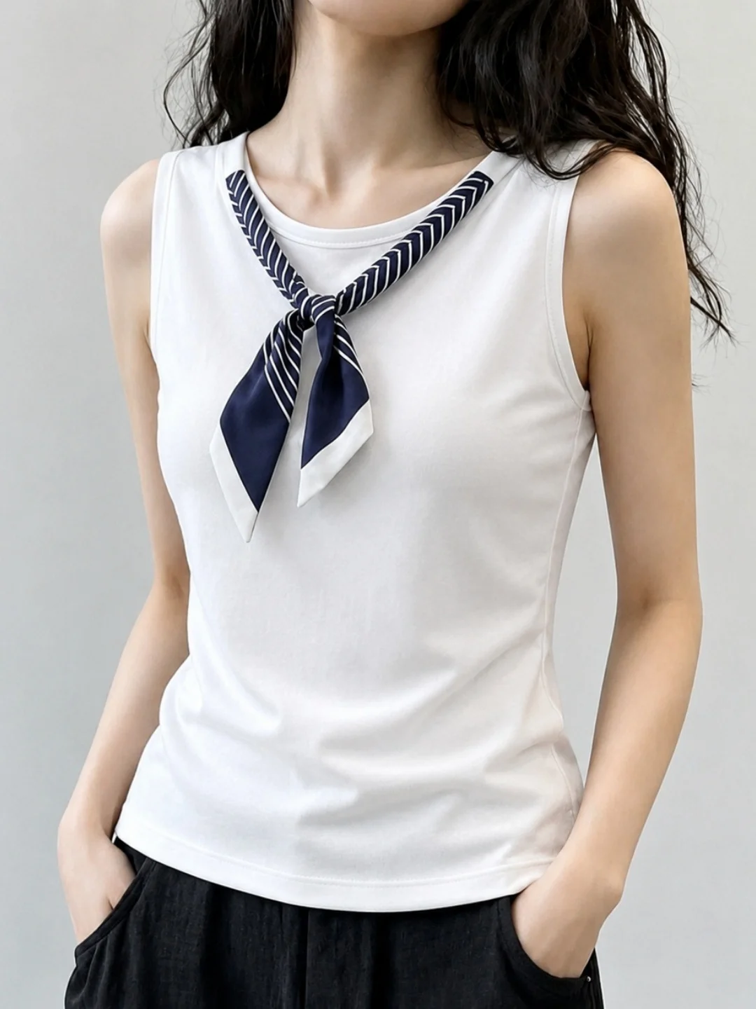 Korean Style Soft Striped Ribbon round Neck Sleeveless Vest Summer Unique Design Versatile Gentle Top Women's Fashion Inner Wear
Korean Style Soft Striped Ribbon round Neck Sleeveless Vest Summer Unique Design Versatile Gentle Top Women's Fashion Inner Wear