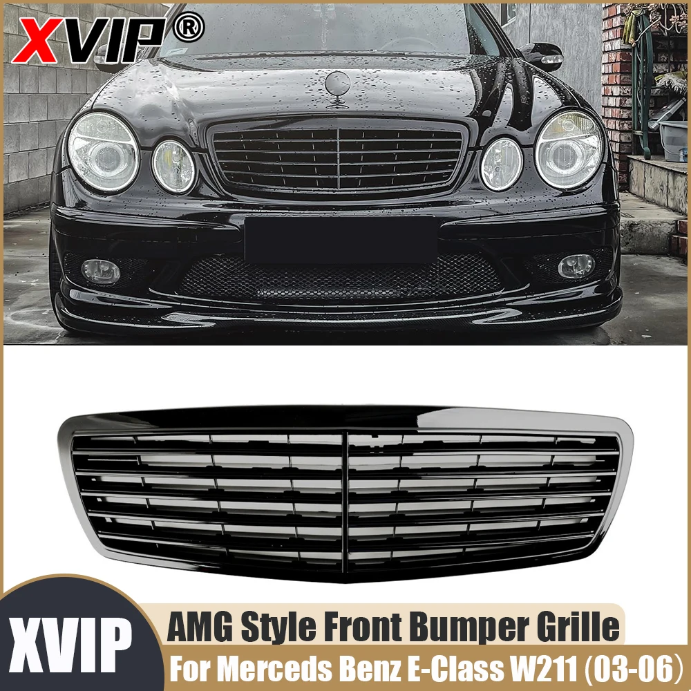 XVIP AMG Style Front Bumper Grille Glossy Black Grill Fit For Mercedes Benz E-Class W211 2003-2006 E320 E350 E500 E55 AMG
XVIP AMG Style Front Bumper Grille Glossy Black Grill Fit For Mercedes Benz E-Class W211 2003-2006 E320 E350 E500 E55 AMG
