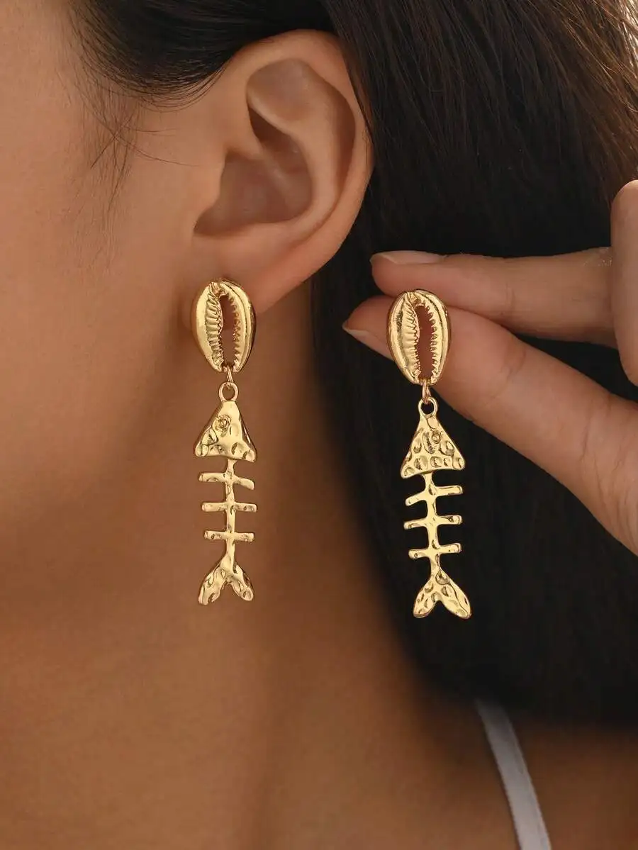 Boho Fish Skeleton And Cowrie Shell Drop Earrings For Women Retro Summer Beach Jewelry
Boho Fish Skeleton And Cowrie Shell Drop Earrings For Women Retro Summer Beach Jewelry