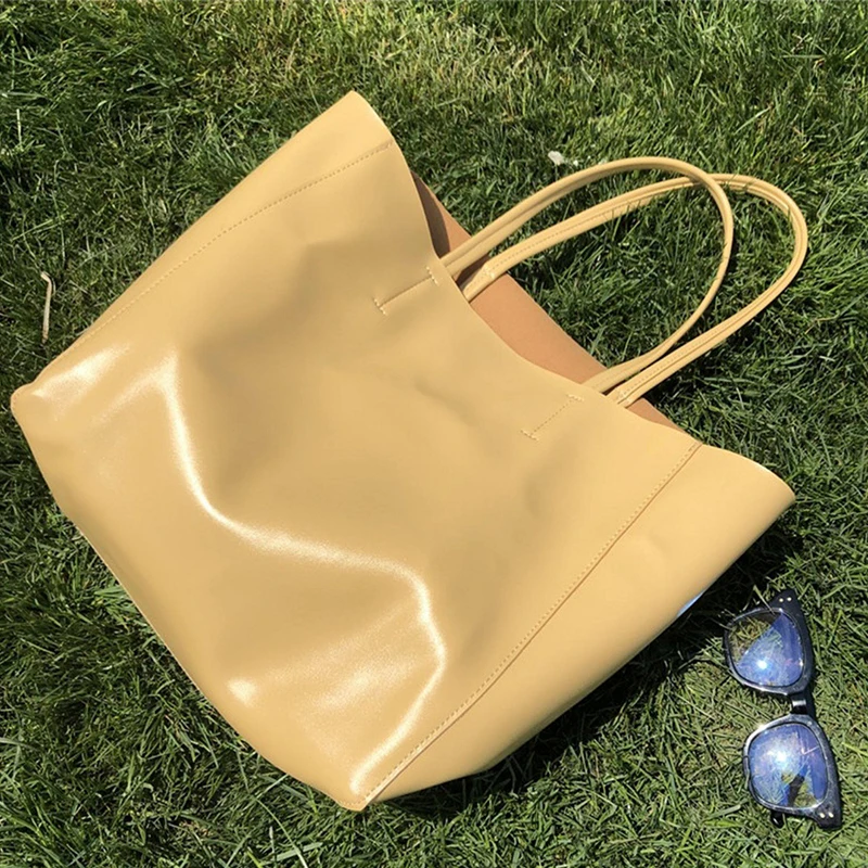 Yellow Large Capacity Tote Bags for Women Autumn Rectangle PU Leather One Shoulder Bag Solid Color Simple Commuter Handbag
Yellow Large Capacity Tote Bags for Women Autumn Rectangle PU Leather One Shoulder Bag Solid Color Simple Commuter Handbag