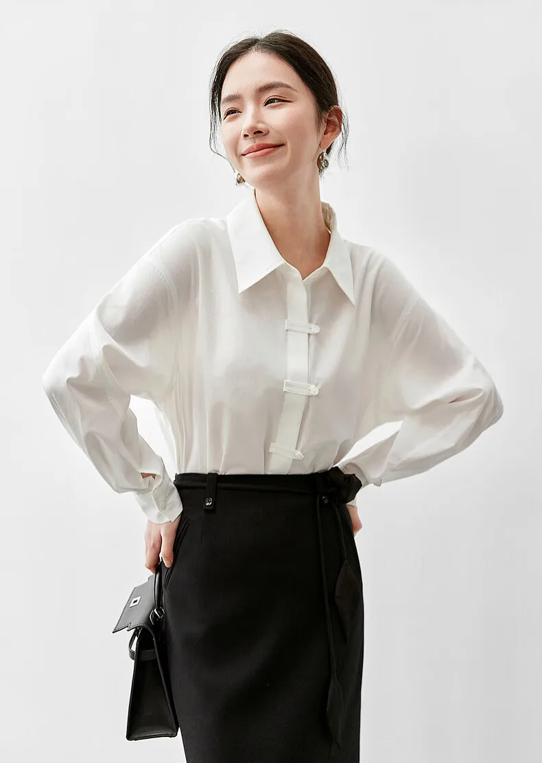 SENTUBILA Office Lady Cotton Shirt 2025 Spring Casual Long Sleeve Lapel Single Breasted Blouse Female Clothing 143C55908
SENTUBILA Office Lady Cotton Shirt 2025 Spring Casual Long Sleeve Lapel Single Breasted Blouse Female Clothing 143C55908