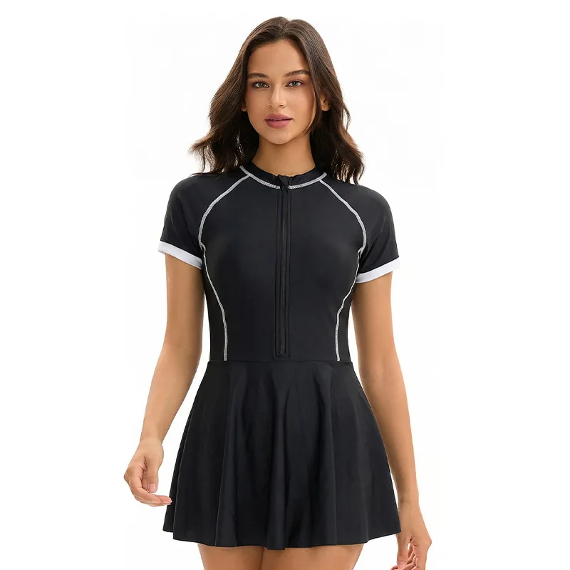 One Piece Swimsuit Women Swim Dress Short Sleeve Swimwear Front Zipper Rash Guard UPF 50 2026 New Beach Bathing Suit Beachwear
One Piece Swimsuit Women Swim Dress Short Sleeve Swimwear Front Zipper Rash Guard UPF 50 2026 New Beach Bathing Suit Beachwear