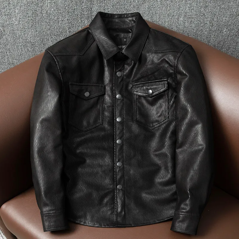 Super Soft Sheepskin Leather Men's Thin Slim-Fit Lapel Shirt
Super Soft Sheepskin Leather Men's Thin Slim-Fit Lapel Shirt