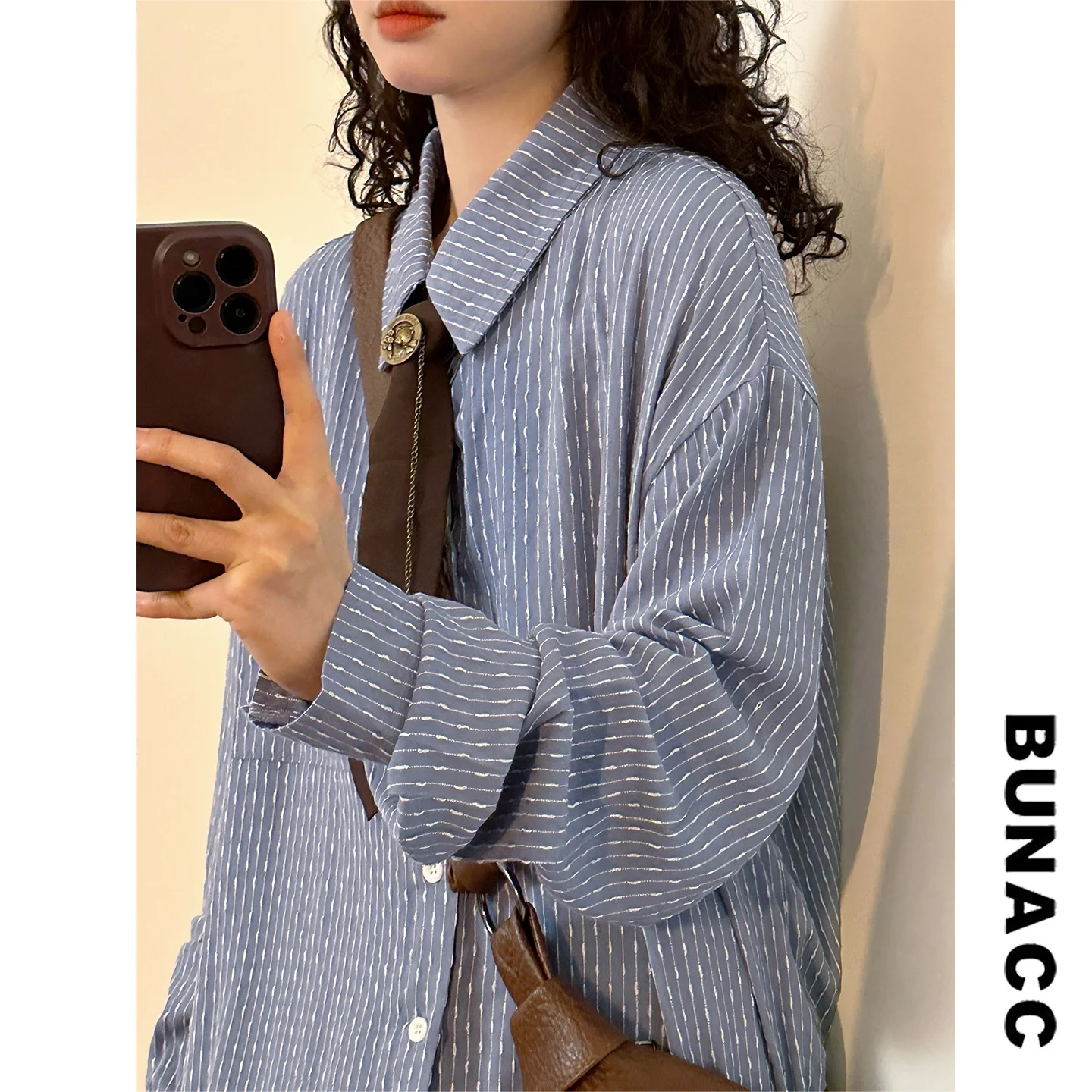 Spring Vintage Striped Women's Long Sve irt with Tie Loose Fit Neutral Sle Regular Sve Length Casual Top
Spring Vintage Striped Women's Long Sve irt with Tie Loose Fit Neutral Sle Regular Sve Length Casual Top
