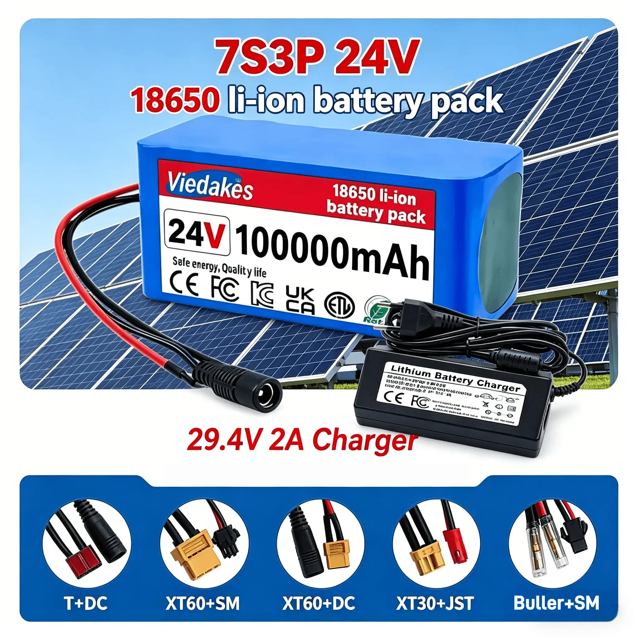 ✈️24V 100Ah 7S3P Rechargeable Battery, Large Capacity Long Cycle Life 18650 Cell for Mobility Scooter and Power Station
✈️24V 100Ah 7S3P Rechargeable Battery, Large Capacity Long Cycle Life 18650 Cell for Mobility Scooter and Power Station