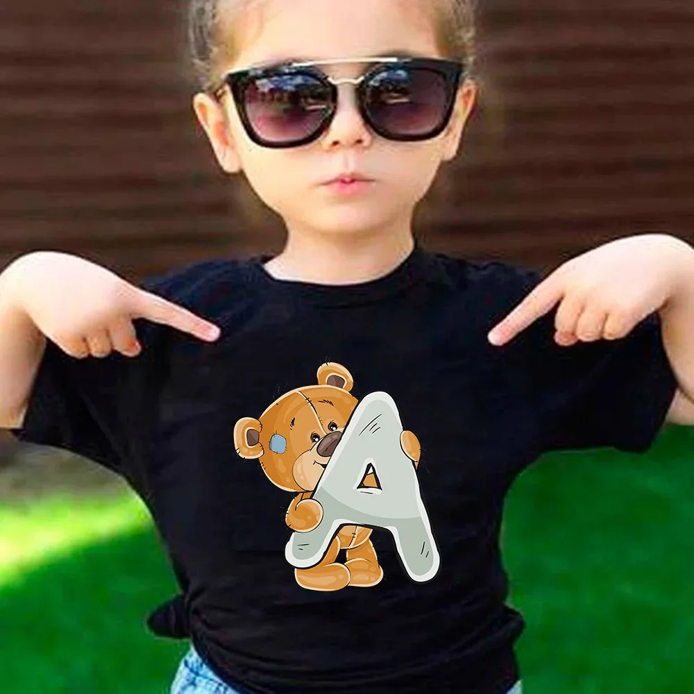 Cute Teddy Bear Lucky Letter T-shirt Girls Clothes Kids Birthday Print Summer Short Sleeve T Shirt Children Party Clothing
Cute Teddy Bear Lucky Letter T-shirt Girls Clothes Kids Birthday Print Summer Short Sleeve T Shirt Children Party Clothing