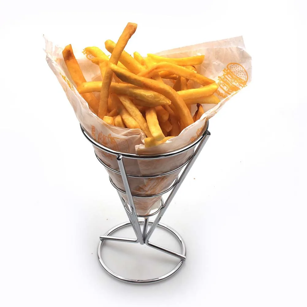 French Fries Stand Cone Basket Silver Snack Chips Appetizers Holder Sturdy Iron Material Corrosion Resistant Acid Alkali Proof
French Fries Stand Cone Basket Silver Snack Chips Appetizers Holder Sturdy Iron Material Corrosion Resistant Acid Alkali Proof