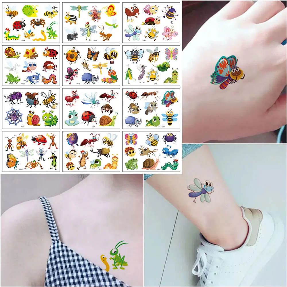 12sheets/pack Waterproof Temporary Tattoo Stickers Insect Patterns Tattoo Stickers Birthday Party Body Decor
12sheets/pack Waterproof Temporary Tattoo Stickers Insect Patterns Tattoo Stickers Birthday Party Body Decor