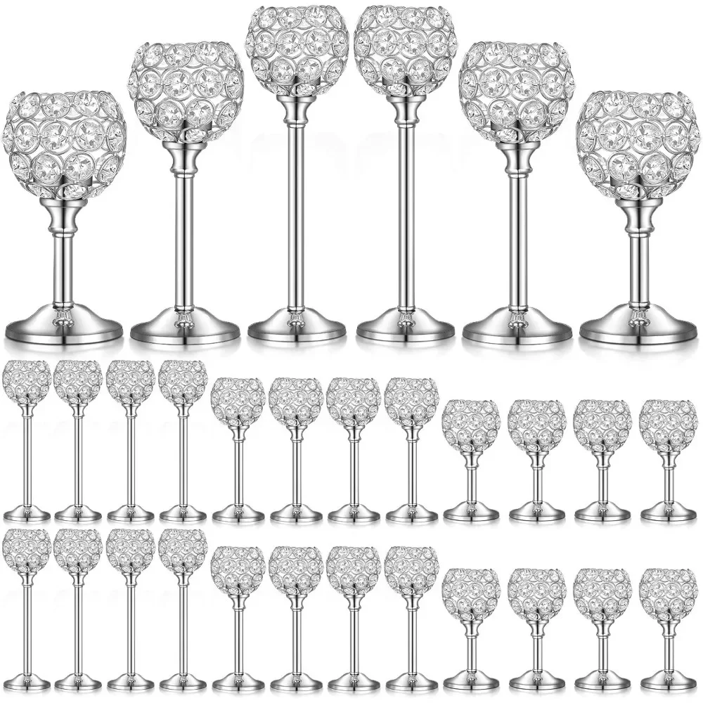 36 Pcs Crystal Candle Holders Bulk,Shiny Candlestick Holder,Wedding Centerpieces,Tealight Candle Holders for Decoration(Silver)
36 Pcs Crystal Candle Holders Bulk,Shiny Candlestick Holder,Wedding Centerpieces,Tealight Candle Holders for Decoration(Silver)