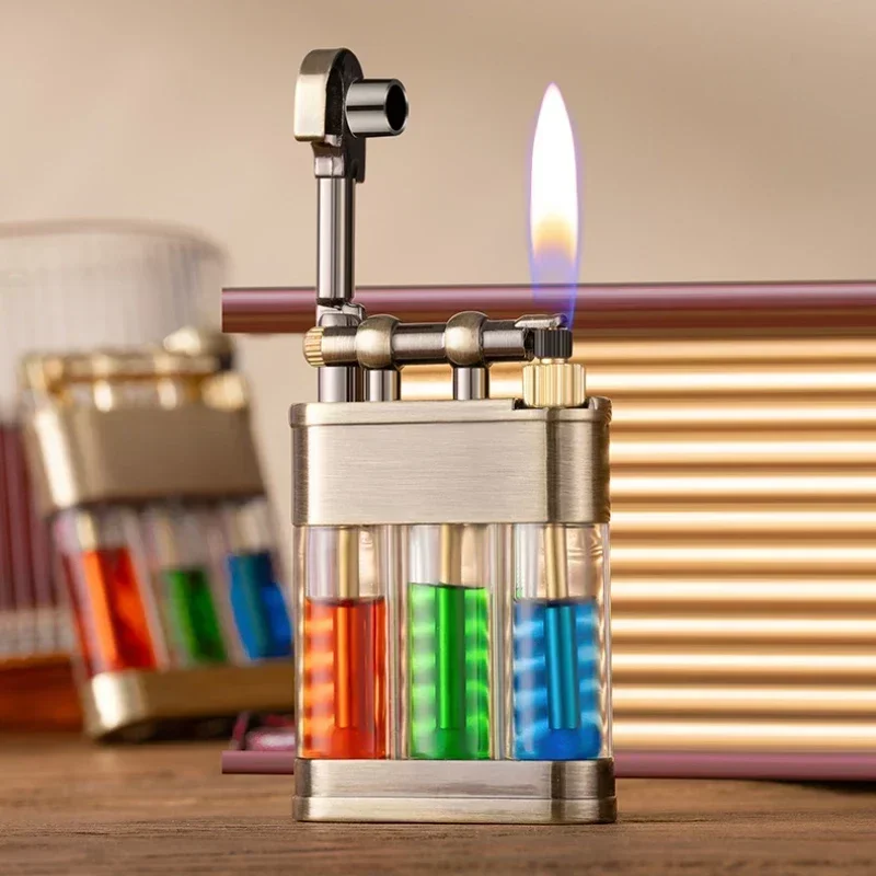 Creative Oil Lighter Can Pour 3 Colors Oil in Tank Metal Old-fashioned Outdoor Windproof Flint Grinding Wheel Lighters Smoking
Creative Oil Lighter Can Pour 3 Colors Oil in Tank Metal Old-fashioned Outdoor Windproof Flint Grinding Wheel Lighters Smoking