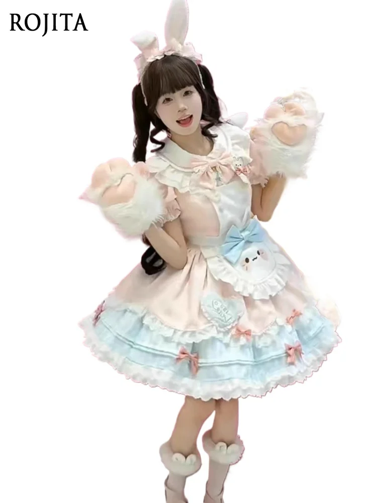Sweet and Cute Doll Collar Blue and Pink Lolita Dress Doll Feel Bow Cat Strap Apron Two-Piece Set Lolita Fashion Kawaii Dress
Sweet and Cute Doll Collar Blue and Pink Lolita Dress Doll Feel Bow Cat Strap Apron Two-Piece Set Lolita Fashion Kawaii Dress